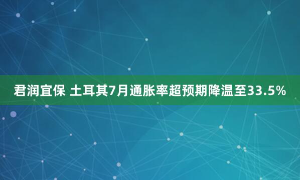 君润宜保 土耳其7月通胀率超预期降温至33.5%