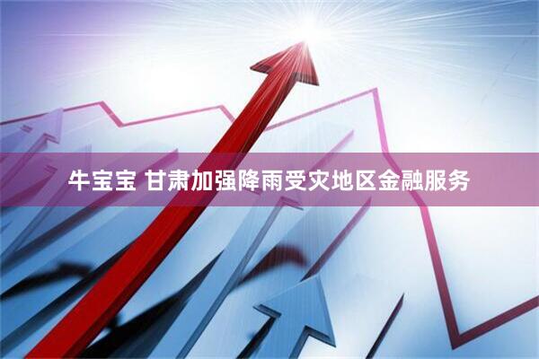 牛宝宝 甘肃加强降雨受灾地区金融服务