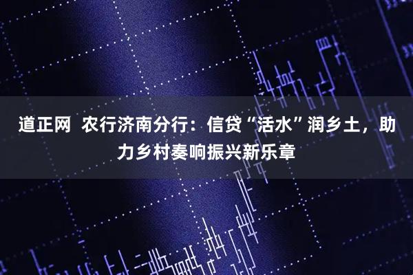 道正网  农行济南分行：信贷“活水”润乡土，助力乡村奏响振兴新乐章