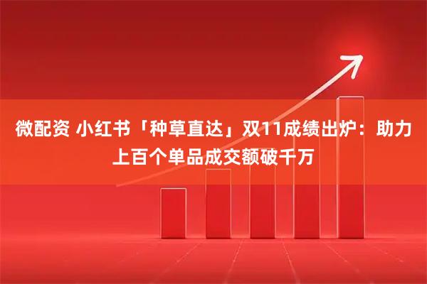 微配资 小红书「种草直达」双11成绩出炉：助力上百个单品成交额破千万