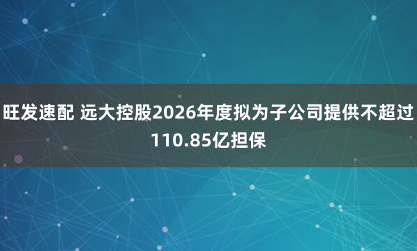 旺发速配 远大控股2026年度拟为子公司提供不超过110.85亿担保